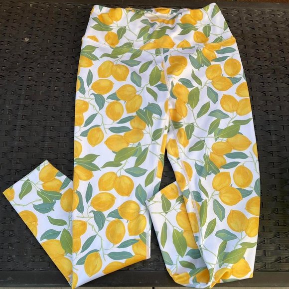 Nanette Lepore White, Lemon Pattern High Waisted Leggings - Picture 1 of 3